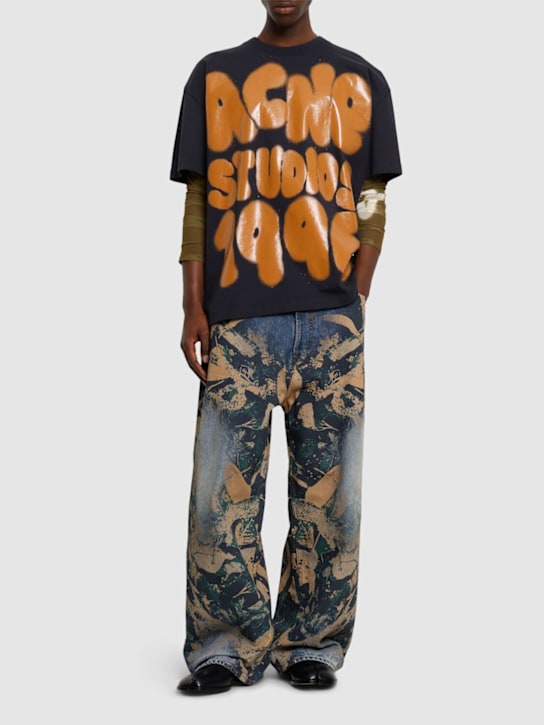 Acne Studios: Eresa Spray logo t-shirt - Black - men_1 | Luisa Via Roma