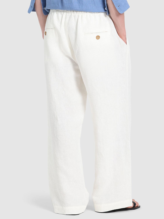 Commas: Wide leg linen pants - White - men_2 | Luisa Via Roma