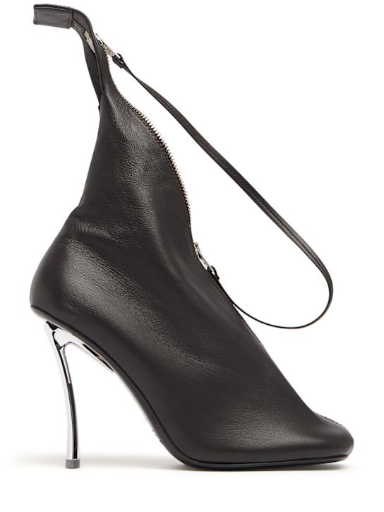 Acne Studios: 100mm leather ankle boots - Dark Brown - women_0 | Luisa Via Roma