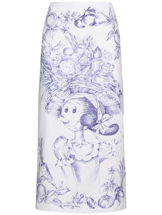 Moschino: Printed cotton poplin midi skirt - women_0 | Luisa Via Roma
