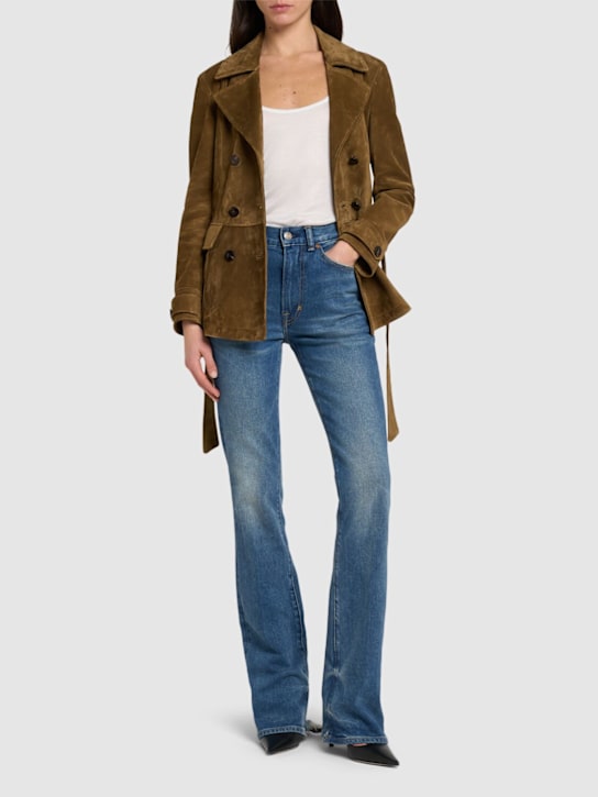 Tom Ford: Japanese stonewashed denim flared jeans - women_1 | Luisa Via Roma