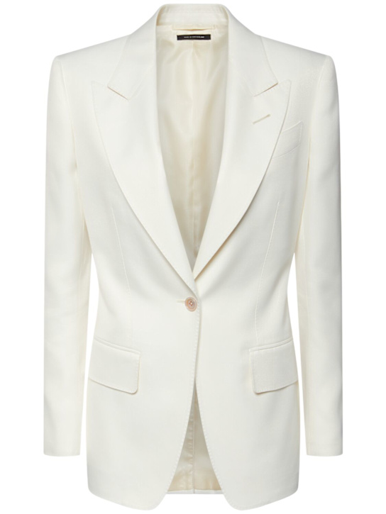 Tom Ford: Fluid viscose & silk twill blazer - White - women_0 | Luisa Via Roma