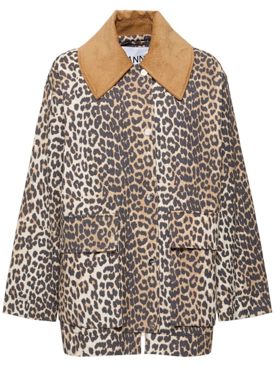 GANNI: Printed canvas midi jacket - women_0 | Luisa Via Roma
