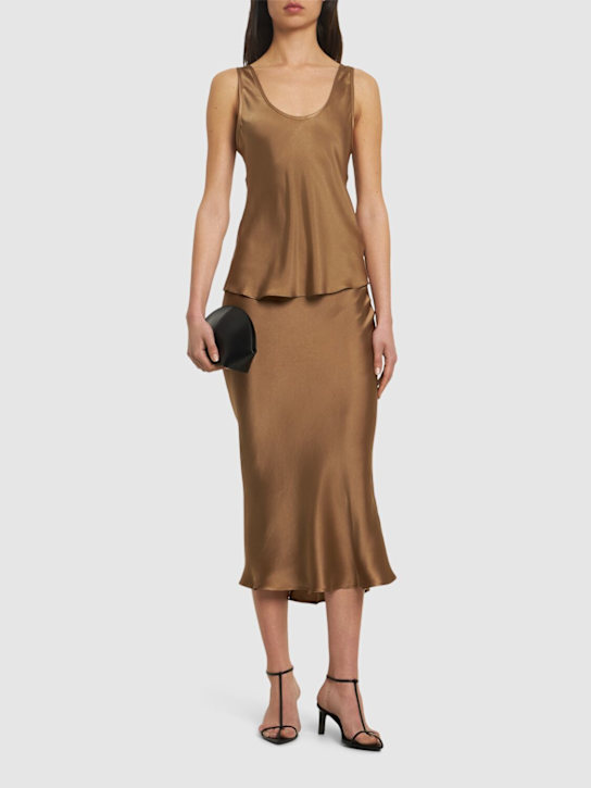 ANINE BING: Bar silk satin midi skirt - women_1 | Luisa Via Roma