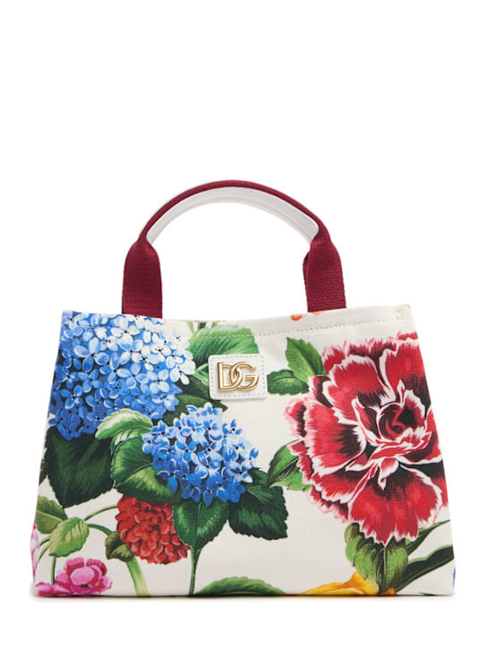 Dolce&Gabbana: コットン＆レザートップハンドルバッグ - kids-girls_0 | Luisa Via Roma