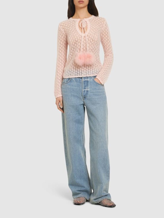 Blumarine: Openwork knit sweater w/ pompoms - women_1 | Luisa Via Roma