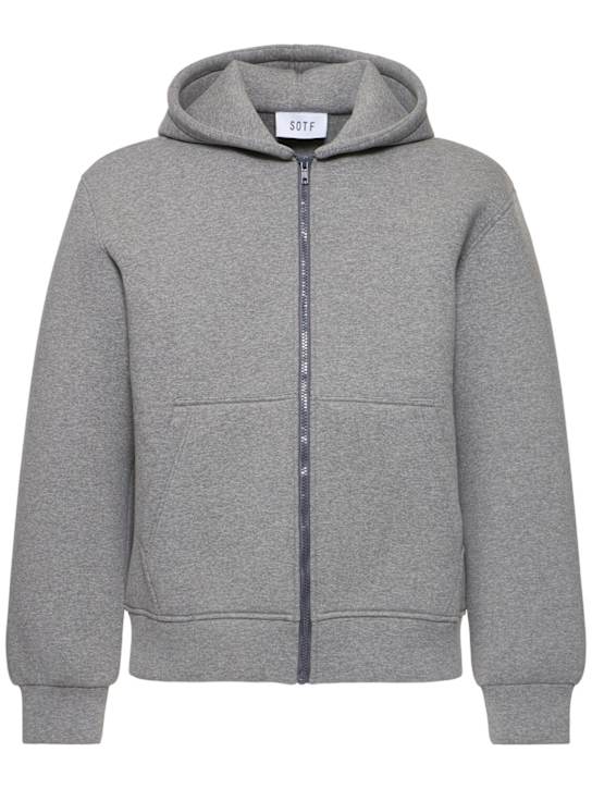 Full-zip stretch cotton hoodie