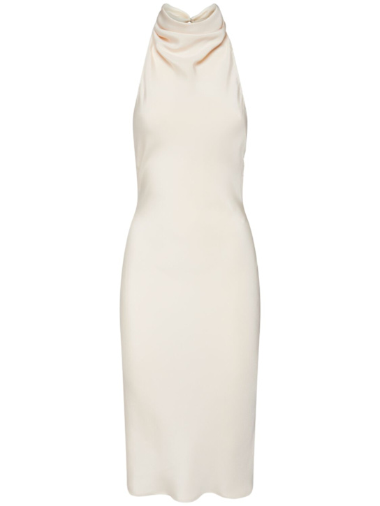 Tom Ford: Silk sablé halter neck midi dress - Ivory - women_0 | Luisa Via Roma