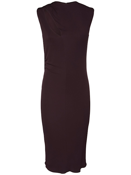 Tom Ford: Viscose crepe jersey midi dress - Dark Purple - women_0 | Luisa Via Roma