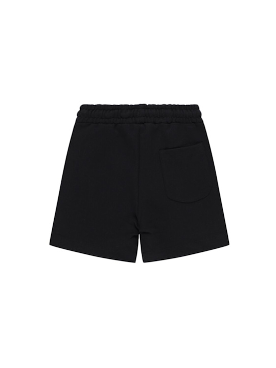MSGM: Logo cotton sweat shorts - Black - kids-boys_2 | Luisa Via Roma