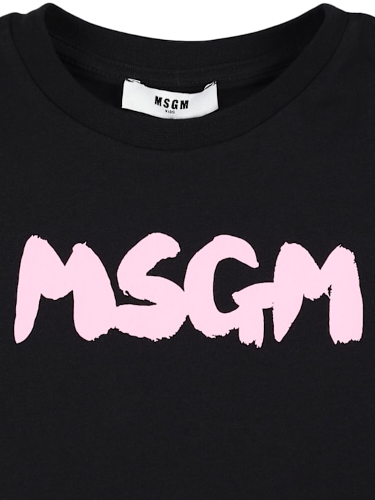 MSGM: T-shirt in jersey di cotone stampato - kids-girls_1 | Luisa Via Roma