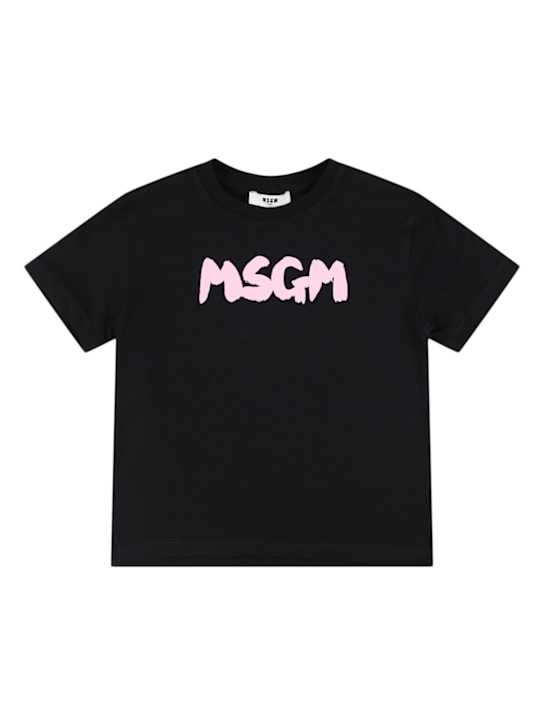 MSGM: T-shirt in jersey di cotone stampato - kids-girls_0 | Luisa Via Roma