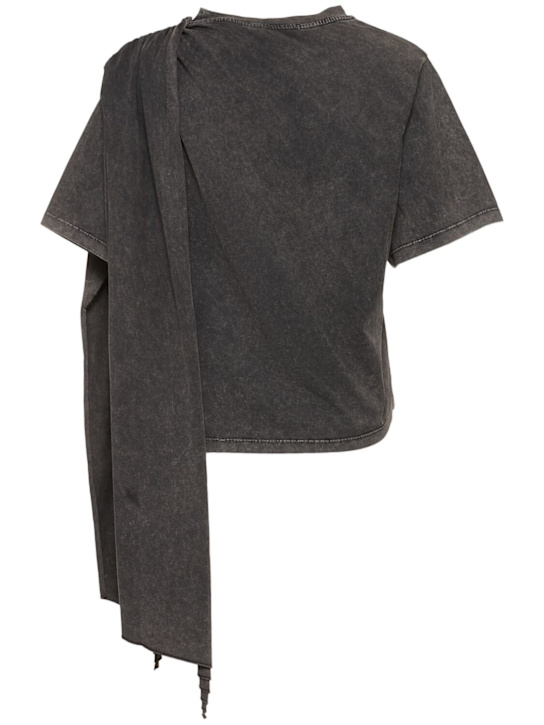 Giuseppe Di Morabito: Cotton jersey ruched t-shirt - Black - women_3 | Luisa Via Roma
