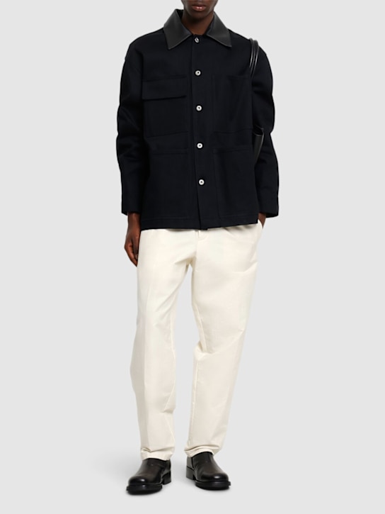 Jil Sander: Boxy fit cotton denim jacket - men_1 | Luisa Via Roma