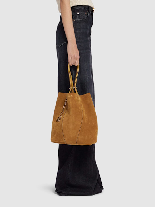 Chloé: Medium Spin suede tote bag - women_1 | Luisa Via Roma