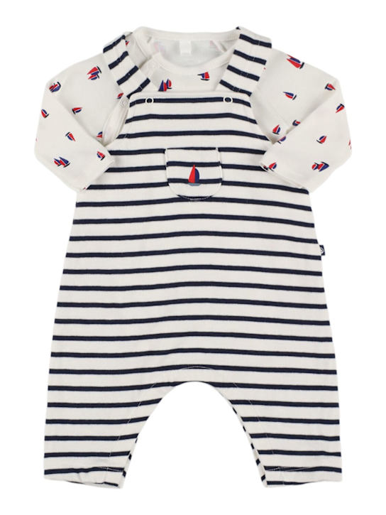 Petit Bateau: Printed cotton jersey t-shirt & overalls - kids-boys_0 | Luisa Via Roma