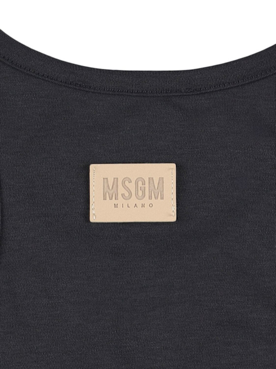 MSGM: Printed cotton interlock tank top - Black - kids-girls_2 | Luisa Via Roma