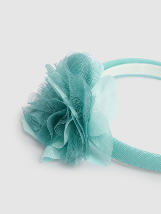 Il Gufo: Cotton headband w/ tulle flower - Green/Blue - kids-girls_1 | Luisa Via Roma