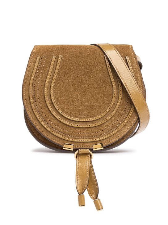 Chloé: Marcie suede bag - Gold Khaki - women_0 | Luisa Via Roma