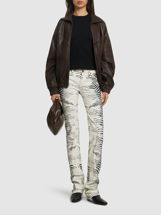 Zebra shiny coated stretch drill jeans - Thumbnail 2
