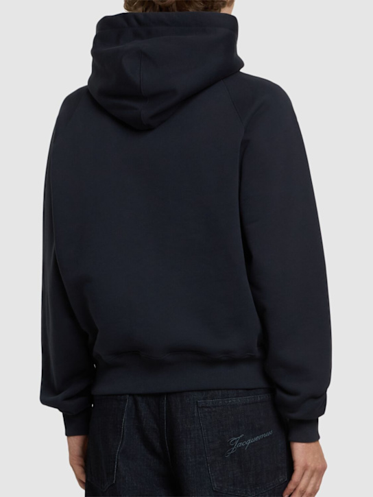 AMI Paris: Cotton hoodie - Navy - men_2 | Luisa Via Roma