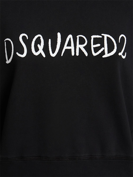 Dsquared2: Logo print cotton sweatshirt - Black - women_4 | Luisa Via Roma