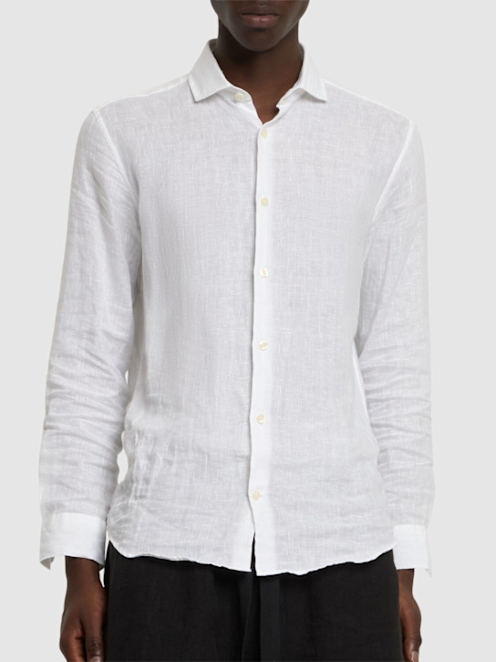 Frescobol Carioca: Antonio l/s linen shirt - White - men_2 | Luisa Via Roma
