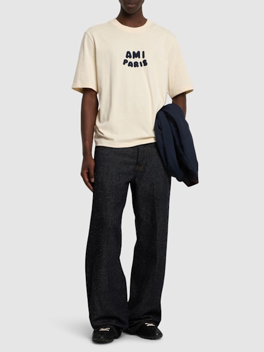AMI Paris: Cotton logo t-shirt - men_1 | Luisa Via Roma