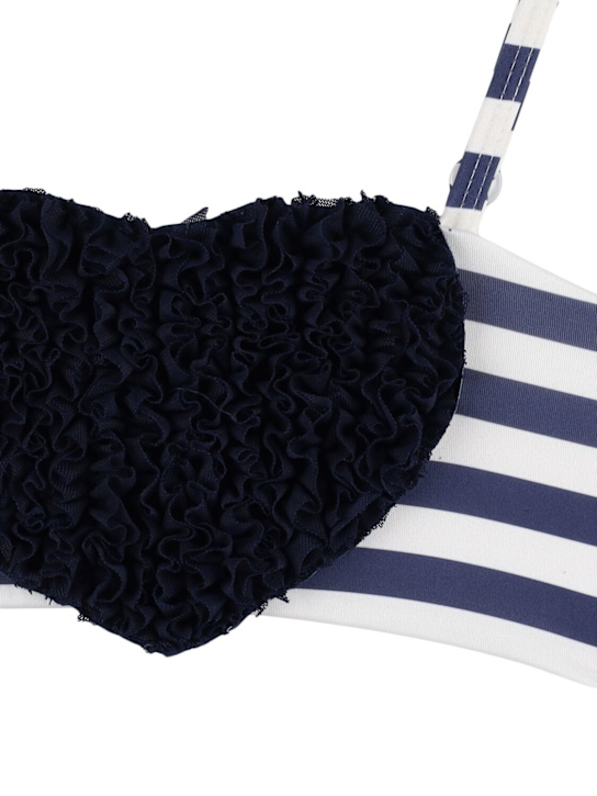 Monnalisa: Bikini in misto poly a righe - Bianco/Blu - kids-girls_1 | Luisa Via Roma