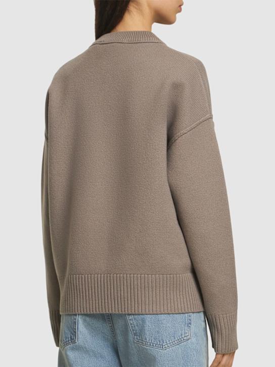 AMI Paris: Logo wool crew sweater - Grey - women_2 | Luisa Via Roma