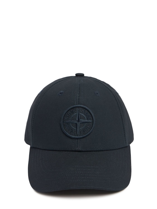 Stone Island: Cotton logo baseball cap - Dunkelblau - men_0 | Luisa Via Roma