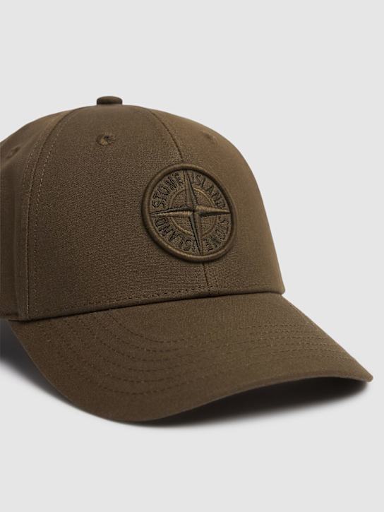 Stone Island: Cotton logo baseball cap - Military Green - men_2 | Luisa Via Roma