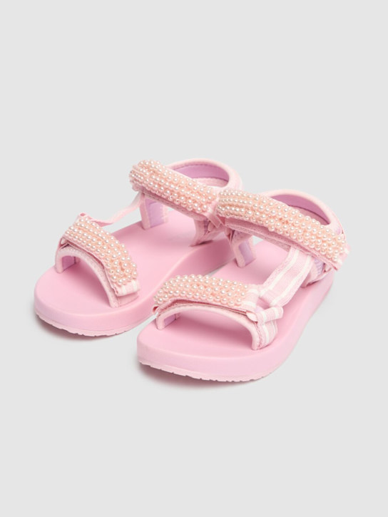 Monnalisa: 装飾付きサンダル - ピンク - kids-girls_1 | Luisa Via Roma