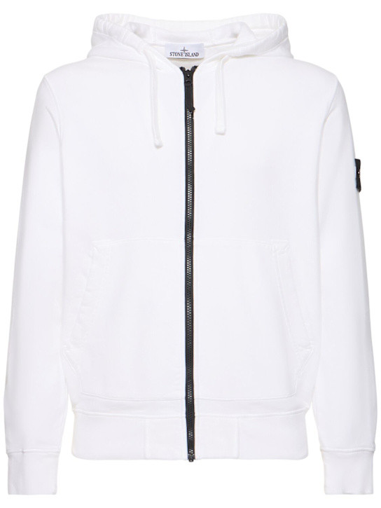 Stone Island: Cotton zip hoodie - men_0 | Luisa Via Roma
