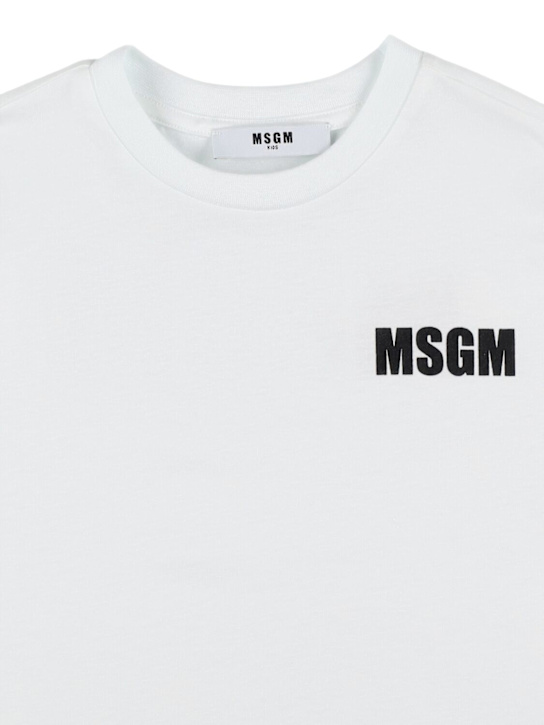 MSGM: T-shirt in jersey di cotone stampato - kids-girls_1 | Luisa Via Roma