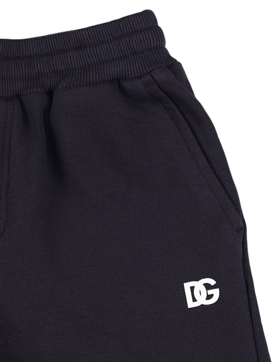 Dolce&Gabbana: Cotton sweat shorts w/logo - Dark Blue - kids-boys_1 | Luisa Via Roma