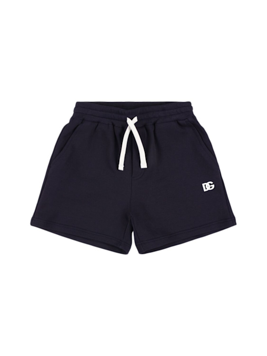 Dolce&Gabbana: Cotton sweat shorts w/logo - Dark Blue - kids-boys_0 | Luisa Via Roma