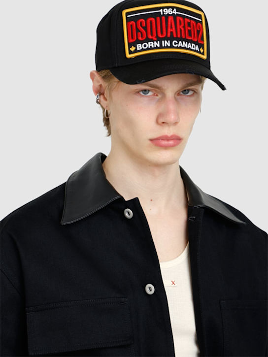 Dsquared2: Cotton logo baseball hat - Black - men_1 | Luisa Via Roma