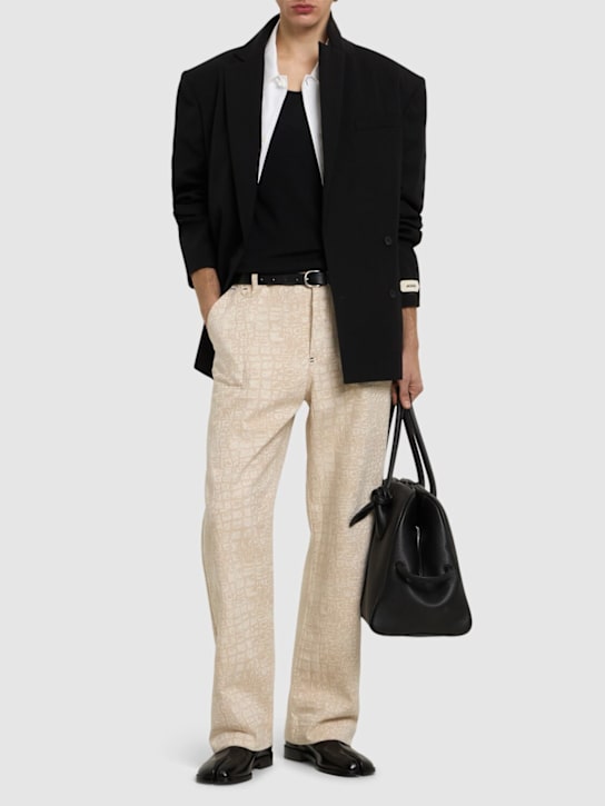 Jacquemus: Le de-nîmes fernando croc printed pants - men_1 | Luisa Via Roma