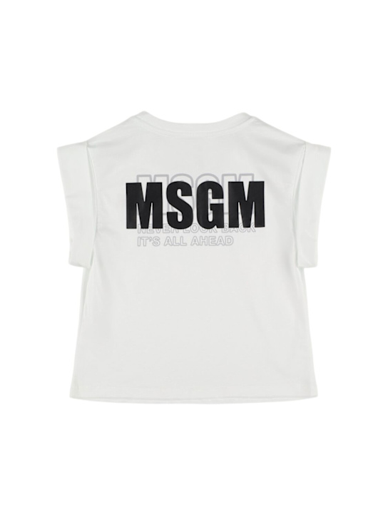 MSGM: T-shirt in jersey di cotone con logo - kids-girls_1 | Luisa Via Roma