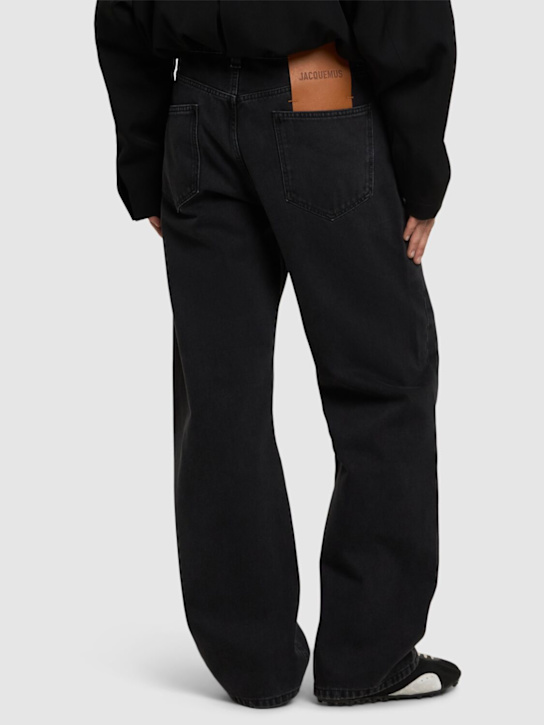Jacquemus: Le de nîmes droit cotton denim jeans - Black - men_2 | Luisa Via Roma