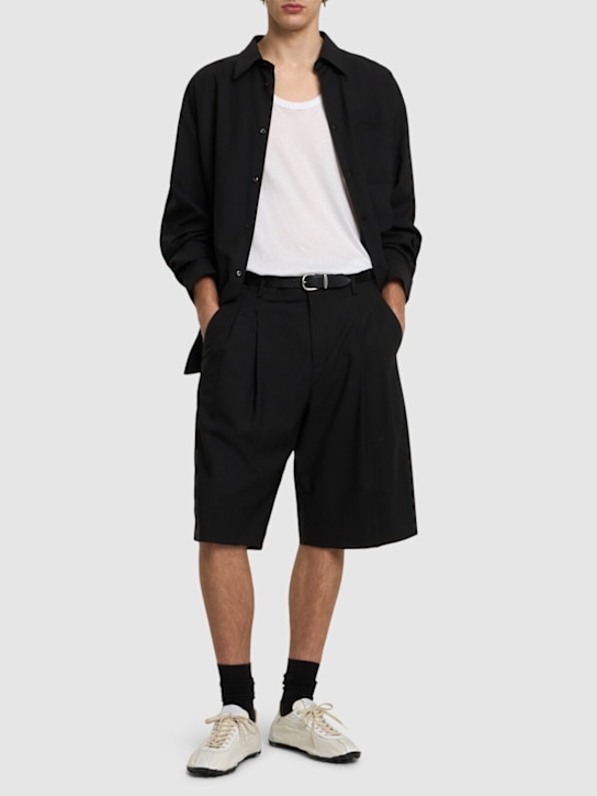 Laneus: Light wool blend Bermuda shorts - Nero/Black - men_1 | Luisa Via Roma