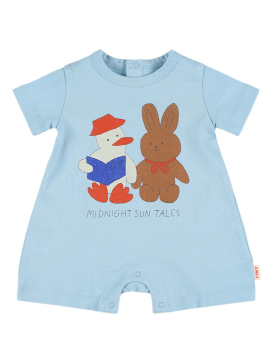 Tiny Cottons: Printed cotton jersey romper - Light Blue - kids-boys_0 | Luisa Via Roma