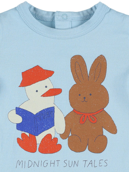 Tiny Cottons: Printed cotton jersey romper - Light Blue - kids-boys_1 | Luisa Via Roma