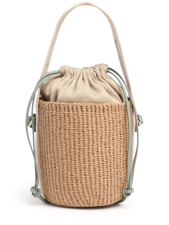 Chloé: Woody raffia top handle bucket bag - Bluish Green - women_0 | Luisa Via Roma
