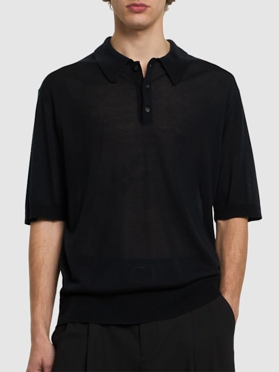 Laneus: Knitted polo - Nero/Black - men_2 | Luisa Via Roma