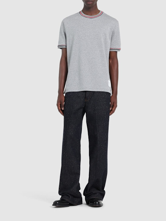 Cotton crewneck t-shirt w/ribbed trim - Thumbnail 2