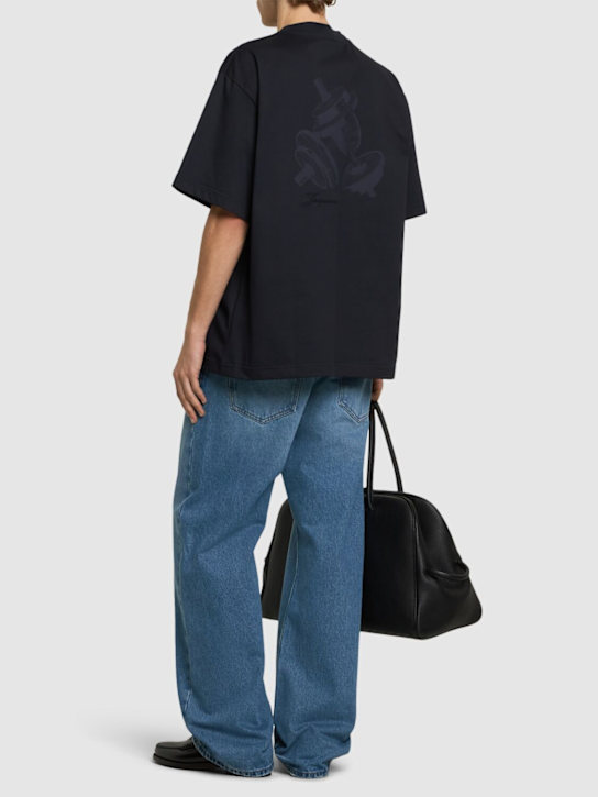 Jacquemus: Le t-shirt halteres cotton t-shirt - Blue - men_1 | Luisa Via Roma