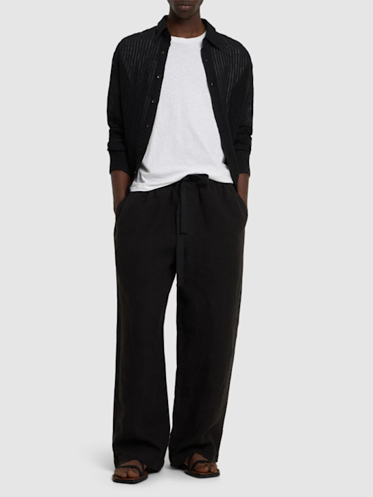 Frescobol Carioca: Lucio linen blend slim fit t-shirt - men_1 | Luisa Via Roma