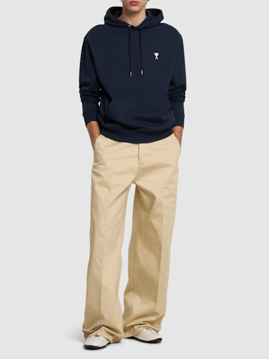 AMI Paris: ADC cotton hoodie - Midnight Blue - men_1 | Luisa Via Roma